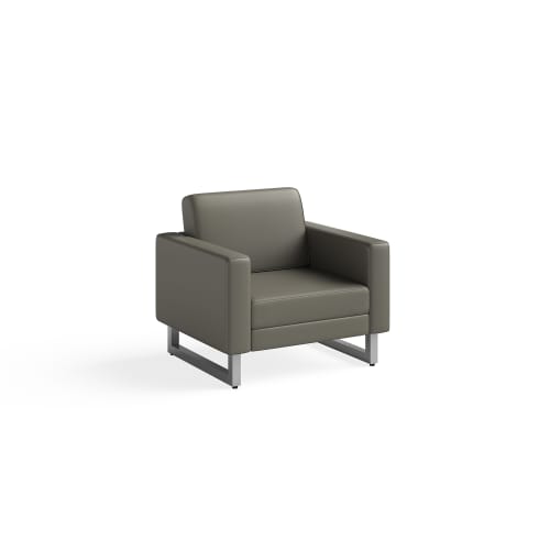 Sillón Tipo Diván Mirella con Patas Plateadas, Gris